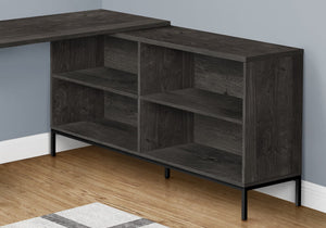 Monarch Specialties Computer Desk, Home Office, Corner, Storage Drawers, 60"L, L Shape, Work, Laptop, Grey Laminate, Black Metal, Contemporary, Modern Dark Grey Particle Board,Metal I 7492