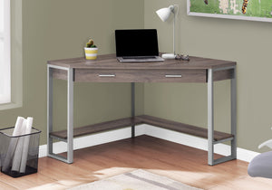 Monarch Specialties Computer Desk, Home Office, Corner, Storage Drawers, 42"L, Work, Laptop, Brown Laminate, Grey Metal, Contemporary, Modern Dark Taupe Particle Board,Hollow,Core,Laminate,Mdf,Metal I 7501