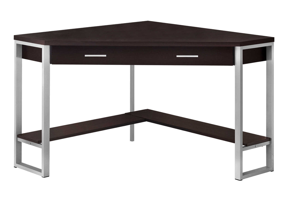 Monarch Specialties Computer Desk, Home Office, Corner, Storage Drawers, 42"L, Work, Laptop, Brown Laminate, Grey Metal, Contemporary, Modern Espresso Particle Board,Hollow,Core,Laminate,Mdf,Metal I 7502