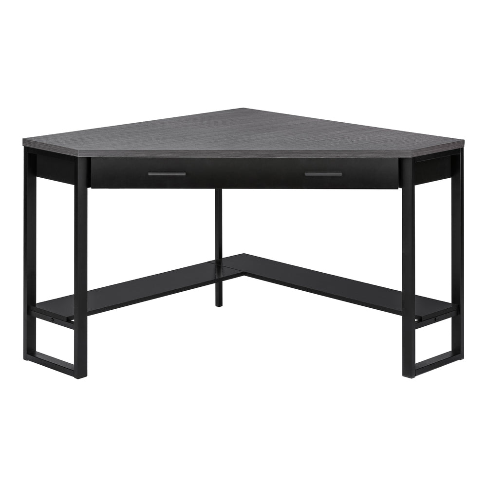 Monarch Specialties Computer Desk, Home Office, Corner, Storage Drawers, 42"L, Work, Laptop, Black And Grey Laminate, Black Metal, Contemporary, Modern Black,Grey, Grey Particle Board,Hollow,Core,Laminate,Mdf,Metal I 7503