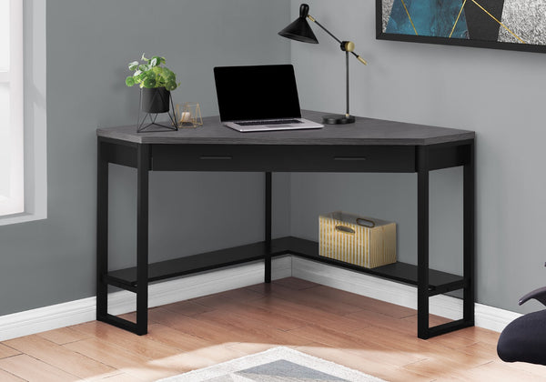 Monarch Specialties Computer Desk, Home Office, Corner, Storage Drawers, 42"L, Work, Laptop, Black And Grey Laminate, Black Metal, Contemporary, Modern Black,Grey, Grey Particle Board,Hollow,Core,Laminate,Mdf,Metal I 7503