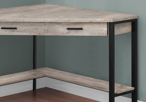 Monarch Specialties Computer Desk, Home Office, Corner, Storage Drawers, 42"L, Work, Laptop, Beige Laminate, Black Metal, Contemporary, Modern Taupe Particle Board,Hollow,Core,Laminate,Mdf,Metal I 7506