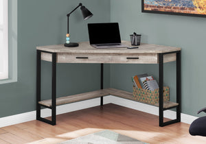 Monarch Specialties Computer Desk, Home Office, Corner, Storage Drawers, 42"L, Work, Laptop, Beige Laminate, Black Metal, Contemporary, Modern Taupe Particle Board,Hollow,Core,Laminate,Mdf,Metal I 7506