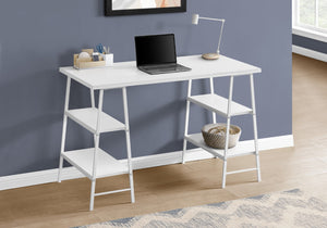 Monarch Specialties Computer Desk, Home Office, Laptop, Storage Shelves, 48"L, Work, White Laminate, White Metal, Contemporary, Modern White Metal,Particle Board I 7521