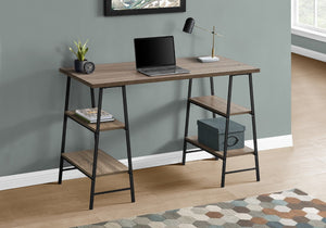 Monarch Specialties Computer Desk, Home Office, Laptop, Storage Shelves, 48"L, Work, Brown Laminate, Black Metal, Contemporary, Modern Dark Taupe Metal,Particle Board I 7523