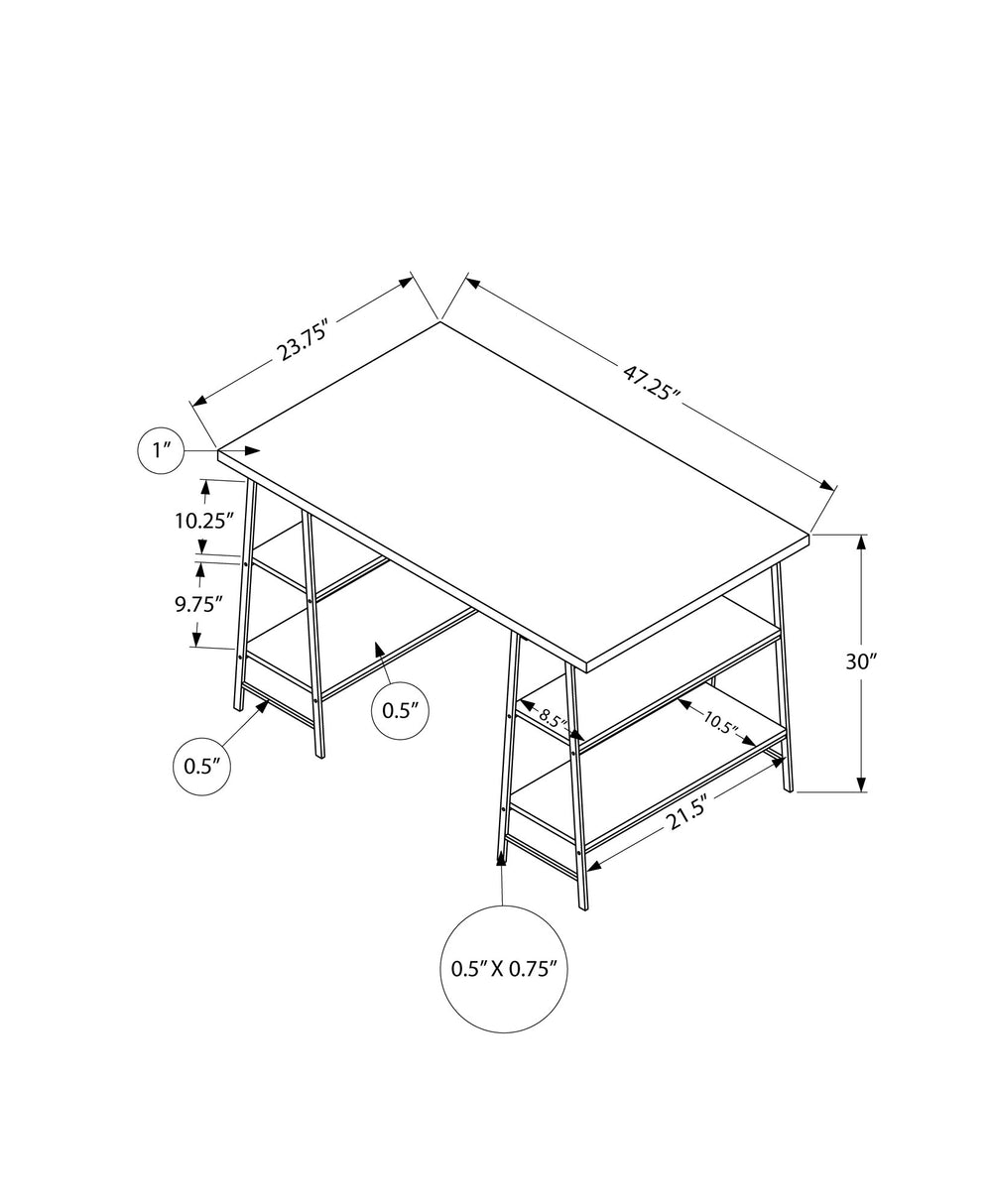 Monarch Specialties Computer Desk, Home Office, Laptop, Storage Shelves, 48"L, Work, Brown Laminate, Black Metal, Contemporary, Modern Dark Taupe Metal,Particle Board I 7523