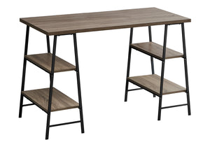 Monarch Specialties Computer Desk, Home Office, Laptop, Storage Shelves, 48"L, Work, Brown Laminate, Black Metal, Contemporary, Modern Dark Taupe Metal,Particle Board I 7523