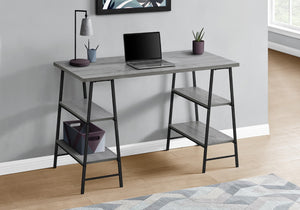 Monarch Specialties Computer Desk, Home Office, Laptop, Storage Shelves, 48"L, Work, Grey Laminate, Black Metal, Contemporary, Modern Grey Metal,Particle Board I 7524