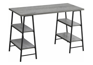 Monarch Specialties Computer Desk, Home Office, Laptop, Storage Shelves, 48"L, Work, Grey Laminate, Black Metal, Contemporary, Modern Grey Metal,Particle Board I 7524