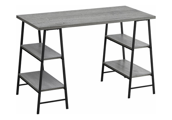 Monarch Specialties Computer Desk, Home Office, Laptop, Storage Shelves, 48"L, Work, Grey Laminate, Black Metal, Contemporary, Modern Grey Metal,Particle Board I 7524