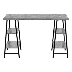 Monarch Specialties Computer Desk, Home Office, Laptop, Storage Shelves, 48"L, Work, Grey Laminate, Black Metal, Contemporary, Modern Grey Metal,Particle Board I 7526