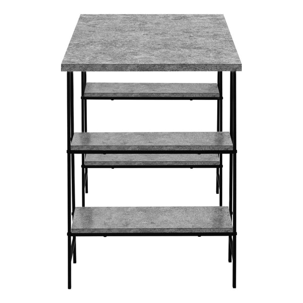 Monarch Specialties Computer Desk, Home Office, Laptop, Storage Shelves, 48"L, Work, Grey Laminate, Black Metal, Contemporary, Modern Grey Metal,Particle Board I 7526