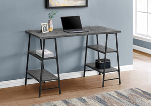 Monarch Specialties Computer Desk, Home Office, Laptop, Storage Shelves, 48"L, Work, Grey Laminate, Black Metal, Contemporary, Modern Grey Metal,Particle Board I 7526