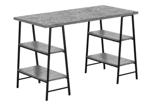 Monarch Specialties Computer Desk, Home Office, Laptop, Storage Shelves, 48"L, Work, Grey Laminate, Black Metal, Contemporary, Modern Grey Metal,Particle Board I 7526