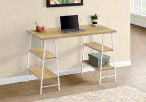 Monarch Specialties Computer Desk, Home Office, Laptop, Storage Shelves, 48"L, Work, Natural Laminate, White Metal, Contemporary, Modern Natural Metal,Particle Board I 7529