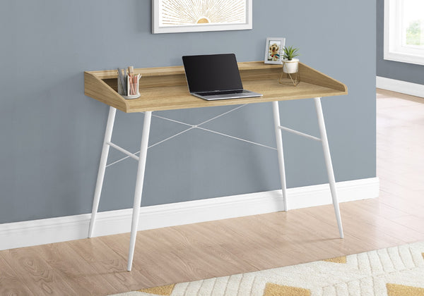 Monarch Specialties Computer Desk, Home Office, Laptop, Storage Shelves, 48"L, Work, Natural Laminate, White Metal, Contemporary, Modern Natural Particle Board,Metal I 7534