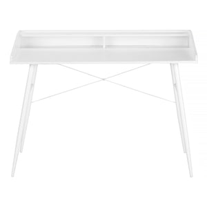 Monarch Specialties Computer Desk, Home Office, Laptop, Storage Shelves, 48"L, Work, White Laminate, White Metal, Contemporary, Modern White Particle Board,Metal I 7535