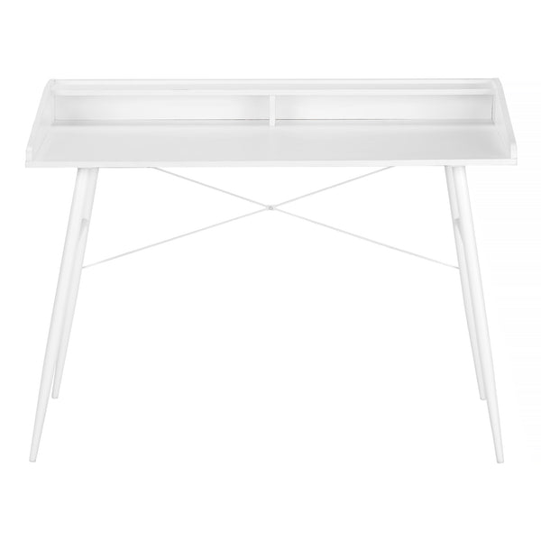 Monarch Specialties Computer Desk, Home Office, Laptop, Storage Shelves, 48"L, Work, White Laminate, White Metal, Contemporary, Modern White Particle Board,Metal I 7535