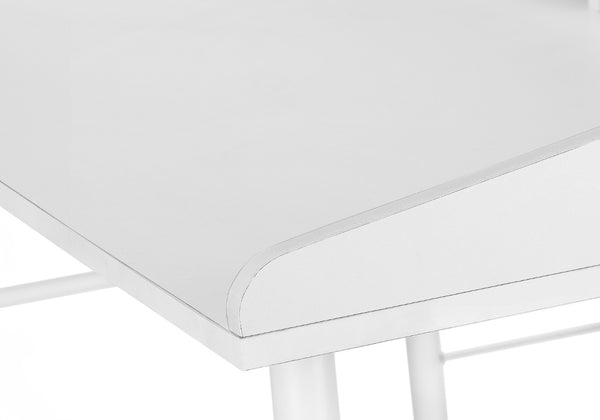 Monarch Specialties Computer Desk, Home Office, Laptop, Storage Shelves, 48"L, Work, White Laminate, White Metal, Contemporary, Modern White Particle Board,Metal I 7535