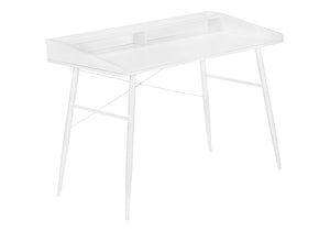 Monarch Specialties Computer Desk, Home Office, Laptop, Storage Shelves, 48"L, Work, White Laminate, White Metal, Contemporary, Modern White Particle Board,Metal I 7535