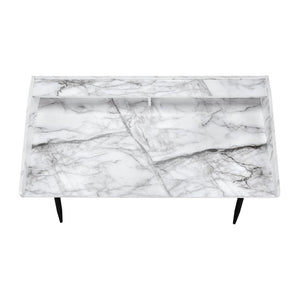 Monarch Specialties Computer Desk, Home Office, Laptop, Storage Shelves, 48"L, Work, White Marble Look Laminate, Black Metal, Contemporary, Modern White Particle Board,Metal I 7539