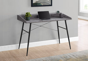 Monarch Specialties Computer Desk, Home Office, Laptop, Storage Shelves, 48"L, Work, Grey Stone Look Laminate, Black Metal, Contemporary, Modern Grey Particle Board,Metal I 7540