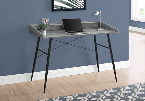 Monarch Specialties Computer Desk, Home Office, Laptop, Storage Shelves, 48"L, Work, Grey Laminate, Black Metal, Contemporary, Modern Grey Particle Board,Metal I 7541