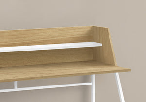 Monarch Specialties Computer Desk, Home Office, Laptop, Storage Shelves, 48"L, Work, Natural Laminate, White Metal, Contemporary, Modern  Particle Board,Metal I 7543