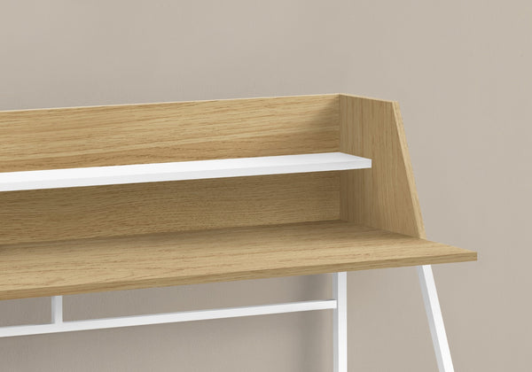 Monarch Specialties Computer Desk, Home Office, Laptop, Storage Shelves, 48"L, Work, Natural Laminate, White Metal, Contemporary, Modern  Particle Board,Metal I 7543