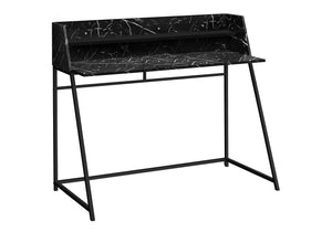 Monarch Specialties Computer Desk, Home Office, Laptop, Storage Shelves, 48"L, Work, Black Marble Look Laminate, Black Metal, Contemporary, Modern  Particle Board,Metal I 7544