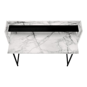 Monarch Specialties Computer Desk, Home Office, Laptop, Storage Shelves, 48"L, Work, White Marble Look Laminate, Black Metal, Contemporary, Modern  Particle Board,Metal I 7549