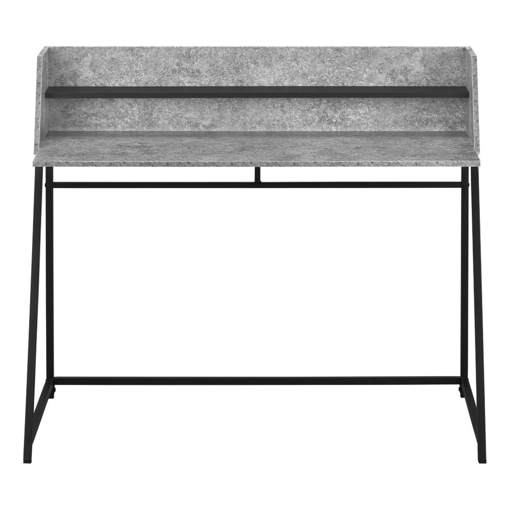 Monarch Specialties Computer Desk, Home Office, Laptop, Storage Shelves, 48"L, Work, Grey Stone Look Laminate, Black Metal, Contemporary, Modern  Particle Board,Metal I 7550