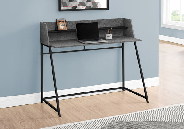 Monarch Specialties Computer Desk, Home Office, Laptop, Storage Shelves, 48"L, Work, Grey Stone Look Laminate, Black Metal, Contemporary, Modern  Particle Board,Metal I 7550