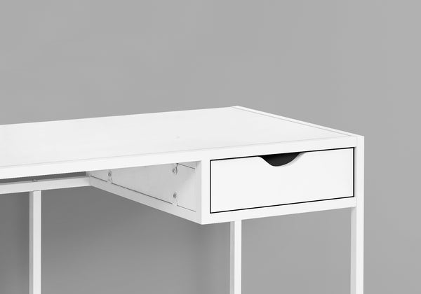 Monarch Specialties Computer Desk, Home Office, Laptop, Storage Drawer, 42"L, Work, White Laminate, White Metal, Contemporary, Modern White Mdf,Metal I 7570