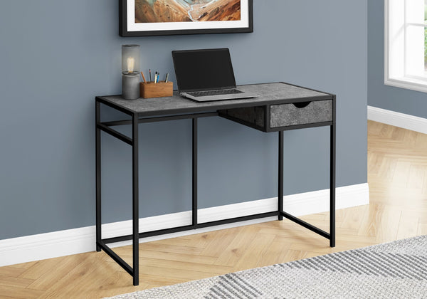Monarch Specialties Computer Desk, Home Office, Laptop, Storage Drawer, 42"L, Work, Grey Laminate, Black Metal, Contemporary, Modern Grey Mdf,Metal I 7573