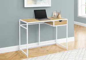 Monarch Specialties Computer Desk, Home Office, Laptop, Storage Drawer, 42"L, Work, Natural Laminate, White Metal, Contemporary, Modern Natural,White, White Mdf,Metal I 7575