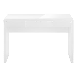 Monarch Specialties Computer Desk, Home Office, Laptop, Storage Drawers, 48"L, Work, Glossy White Laminate, Contemporary, Modern White Mdf I 7580