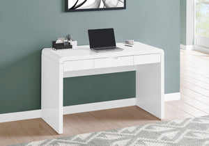 Monarch Specialties Computer Desk, Home Office, Laptop, Storage Drawers, 48"L, Work, Glossy White Laminate, Contemporary, Modern White Mdf I 7580
