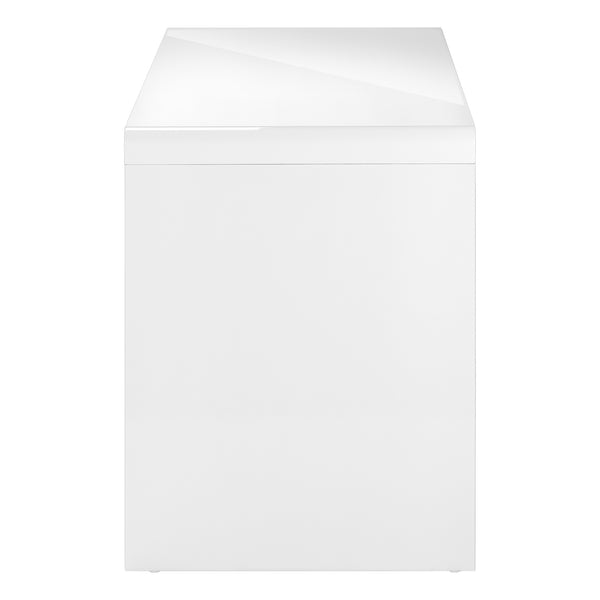 Monarch Specialties Computer Desk, Home Office, Laptop, Left, Right Set-up, Storage Drawers, 60"L, Work, Glossy White Laminate, Contemporary, Modern White Mdf I 7581