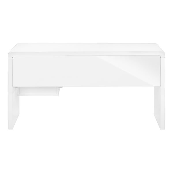 Monarch Specialties Computer Desk, Home Office, Laptop, Left, Right Set-up, Storage Drawers, 60"L, Work, Glossy White Laminate, Contemporary, Modern White Mdf I 7581