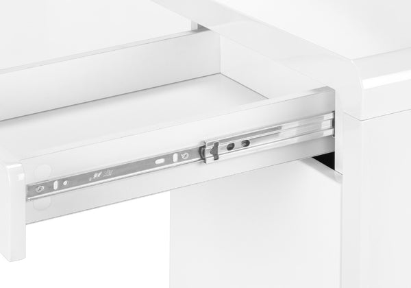 Monarch Specialties Computer Desk, Home Office, Laptop, Left, Right Set-up, Storage Drawers, 60"L, Work, Glossy White Laminate, Contemporary, Modern White Mdf I 7581
