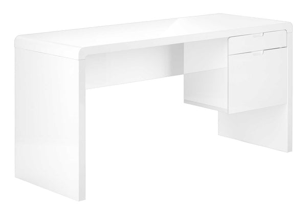 Monarch Specialties Computer Desk, Home Office, Laptop, Left, Right Set-up, Storage Drawers, 60"L, Work, Glossy White Laminate, Contemporary, Modern White Mdf I 7581