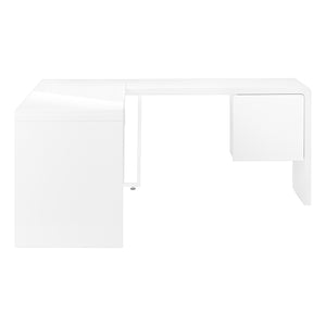 Monarch Specialties Computer Desk, Home Office, Corner, Left, Right Set-up, Storage Drawers, 72"L, L Shape, Work, Laptop, Glossy White Laminate, White Metal, Contemporary, Modern White Mdf,Metal I 7582