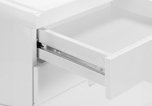 Monarch Specialties File Cabinet, Rolling Mobile, Storage Drawers, Printer Stand, Office, Work, Glossy White Laminate, Contemporary, Modern White Mdf I 7583