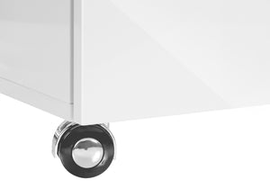 Monarch Specialties File Cabinet, Rolling Mobile, Storage Drawers, Printer Stand, Office, Work, Glossy White Laminate, Contemporary, Modern White Mdf I 7583