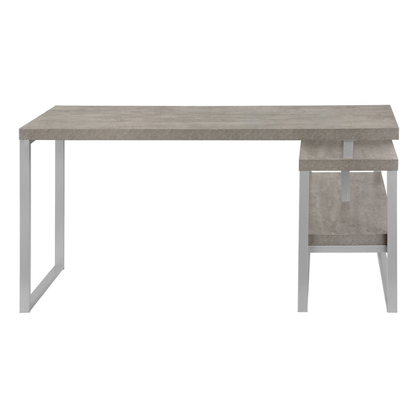 Monarch Specialties Computer Desk, Home Office, Corner, Left, Right Set-up, Storage Shelves, 60"L, L Shape, Work, Laptop, Grey Concrete Laminate, Silver Metal, Contemporary, Modern Grey Mdf,Metal I 7586