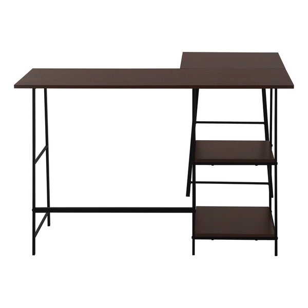 Monarch Specialties Computer Desk, Home Office, Corner, Storage Shelves, 48"L, L Shape, Work, Laptop, Brown Laminate, Black Metal, Contemporary, Modern Espresso Metal,Particle Board I 7590