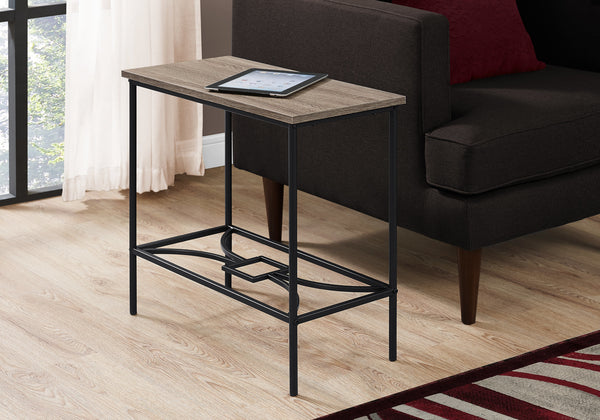 Monarch Specialties Accent Table - Stylish 2-Tier Design with Open Metal Shelf for Functional Storage in Living Room Spaces DARK TAUPE,BLACK 23.75 L x 11.75 W x 22 H I 2075