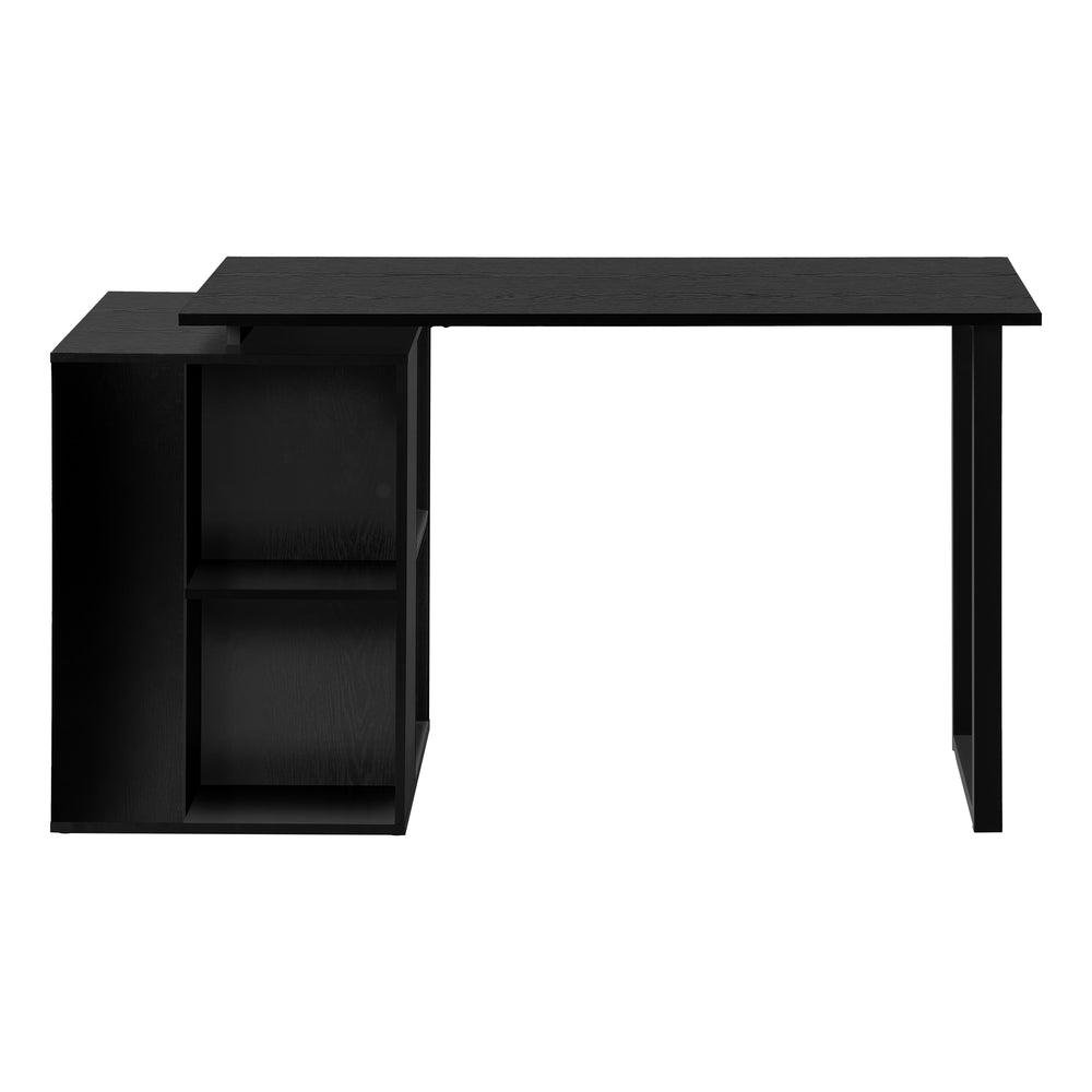 Monarch Specialties Computer Desk, Home Office, Left, Right Set-up, Storage Shelves, 55"L, Work, Laptop, Black Laminate, Black Metal, Contemporary, Modern Black Particle Board,Metal I 7601