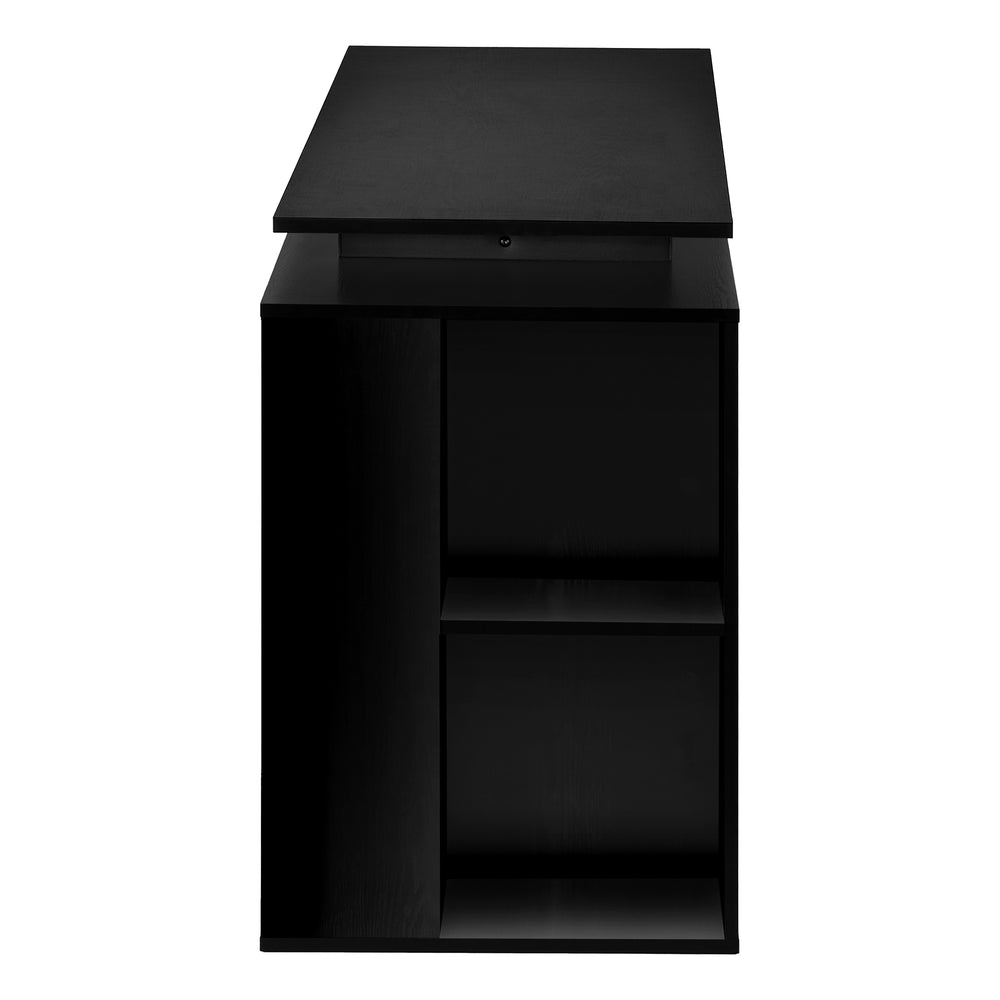 Monarch Specialties Computer Desk, Home Office, Left, Right Set-up, Storage Shelves, 55"L, Work, Laptop, Black Laminate, Black Metal, Contemporary, Modern Black Particle Board,Metal I 7601